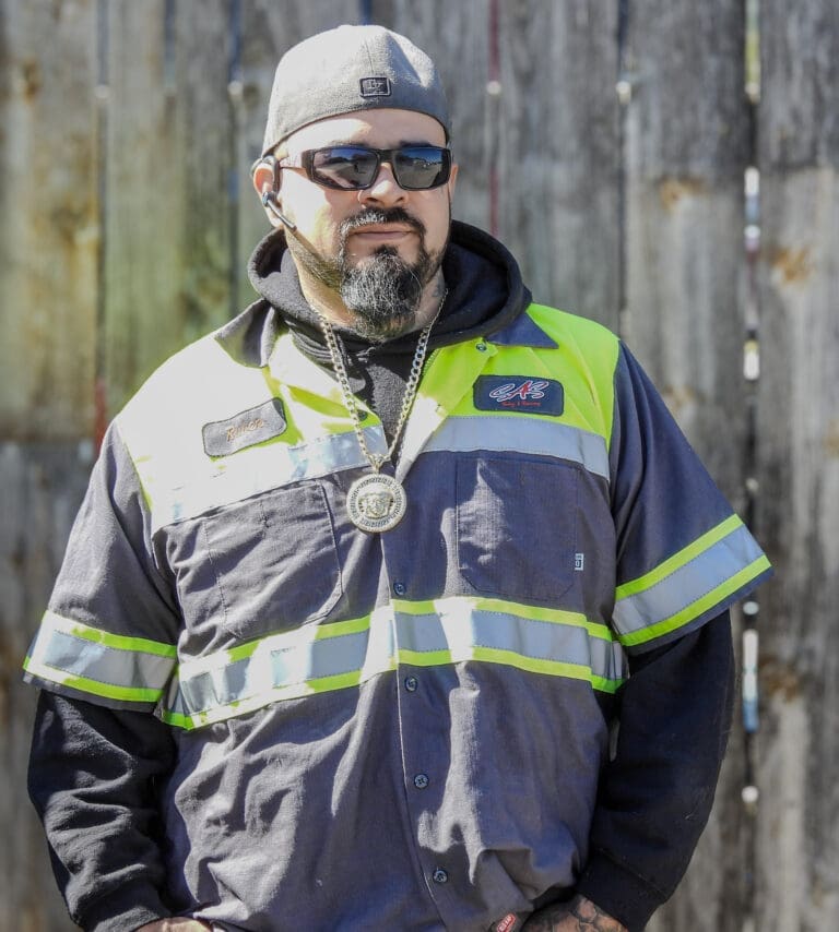 Light duty team member Ruben Azua operating flatbed in Central Texas